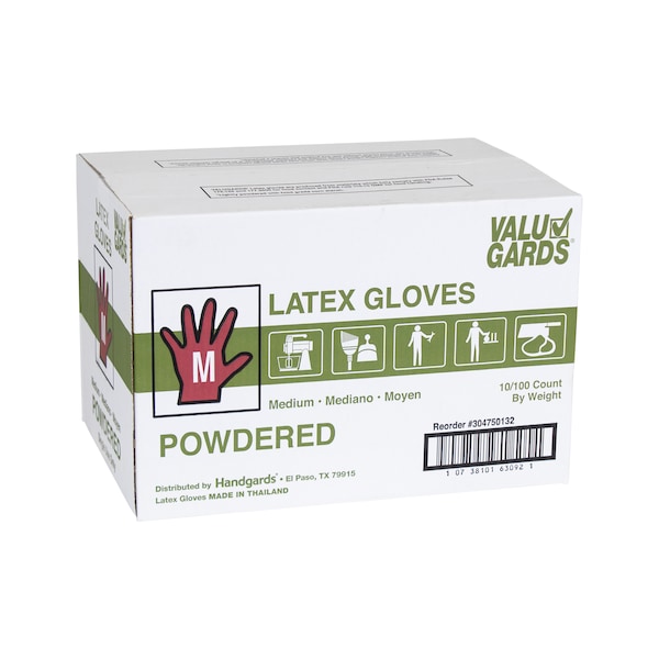 Valugards Valugards P, Disposable Gloves, Latex, Powdered, M, 1000 PK, White 304750132 - main